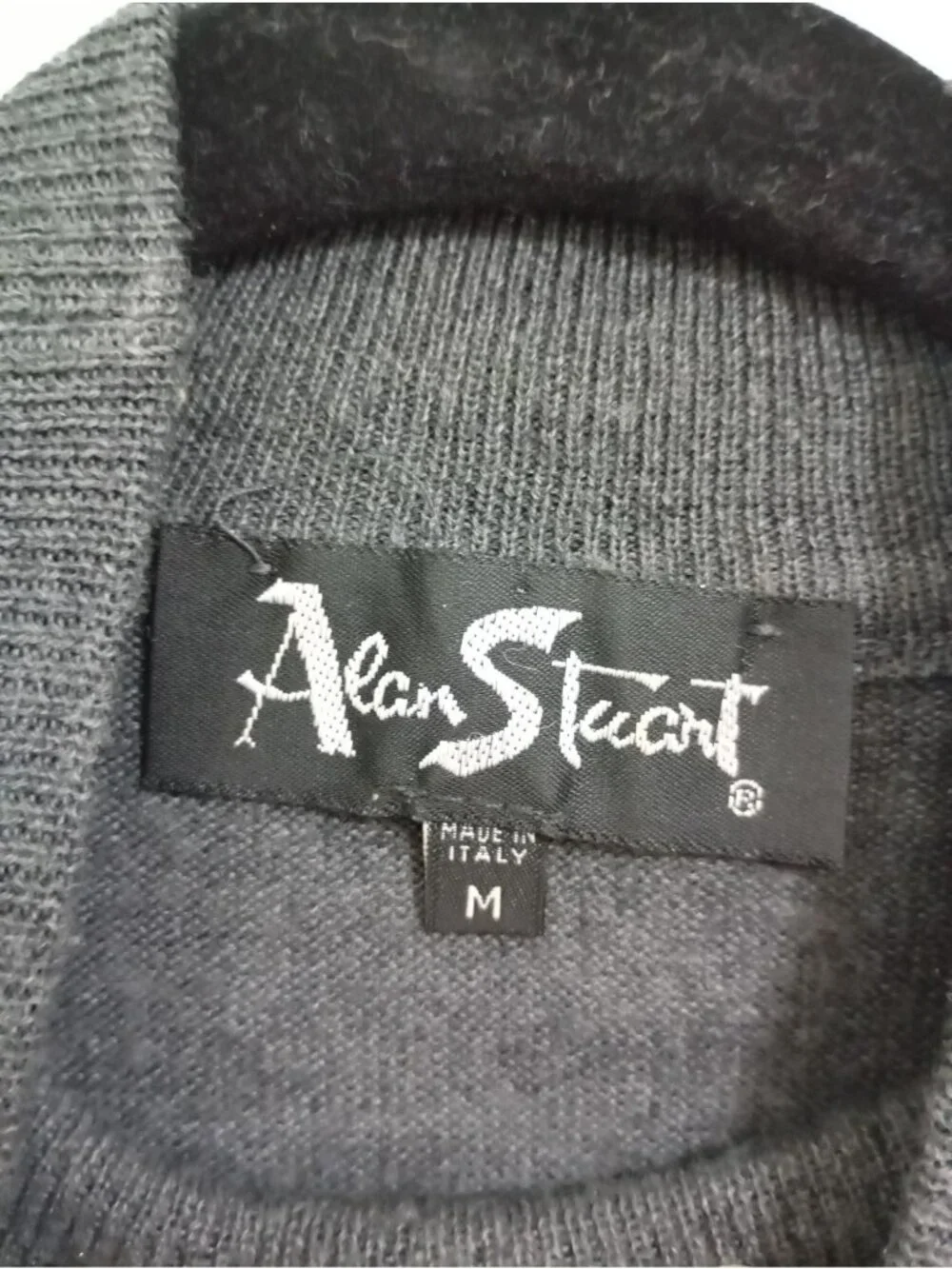 Alan Stuart Italy Mock Neck Merino Wool Blend Sweater Size M Dark Gray Mens